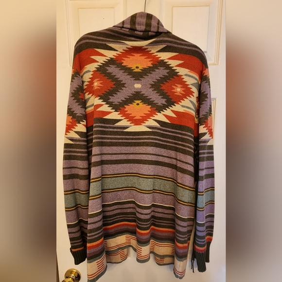 Western style cardigan with fringe size xl cotton - Picture 2 of 3